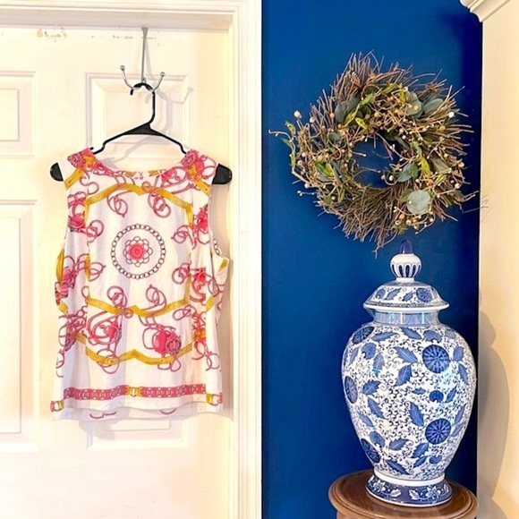 Women’s J. McLaughlin Sleeveless Polyester & Spandex Red & Gold Top Size XL - Picture 1 of 8